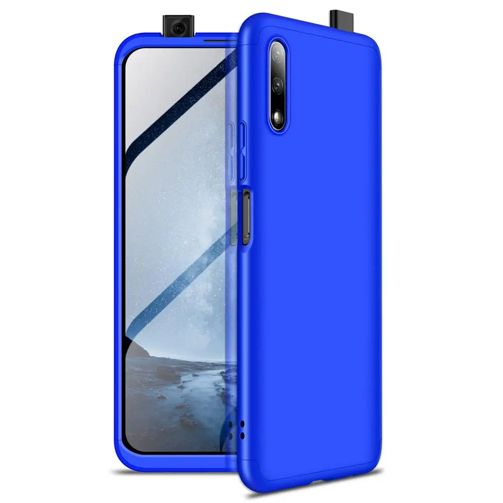 Blue Case Only 3-в-1 cтекло+ 360 Защитный чехол на хонор 9x чехол Honor 9X Pro полная защита чехол Huawei-P-Smart- чехол хуавей-п-смарт- Пластик жесткий чехол хонор-9x задняя крышка чехол honor-9x - Цвет: Blue Case Only