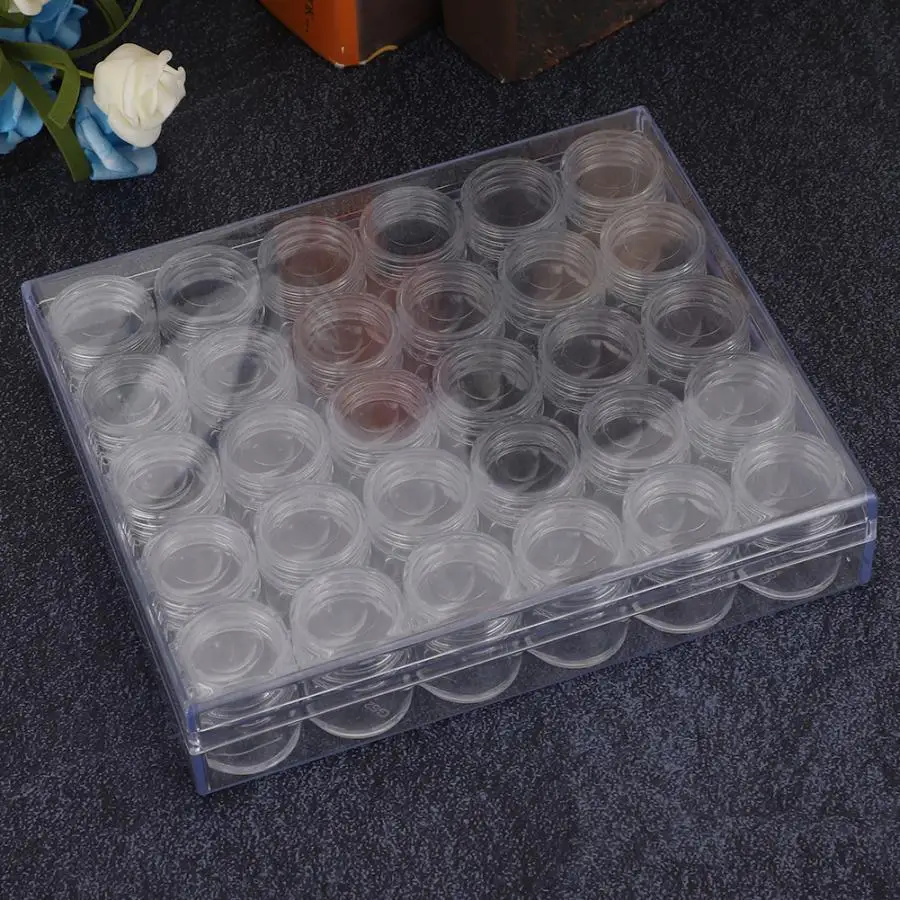 30 Slots Empty Nail Decoration Storage Box Rhinestones Powder Manicure Decor Organizer Rhinestones Box