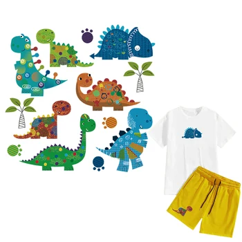 

Dinosaur Cartoon Stickers Heat Transfer Patches Diy Easy Use Washable Patches Cute Animal Stickers For Kids Clothing Patches