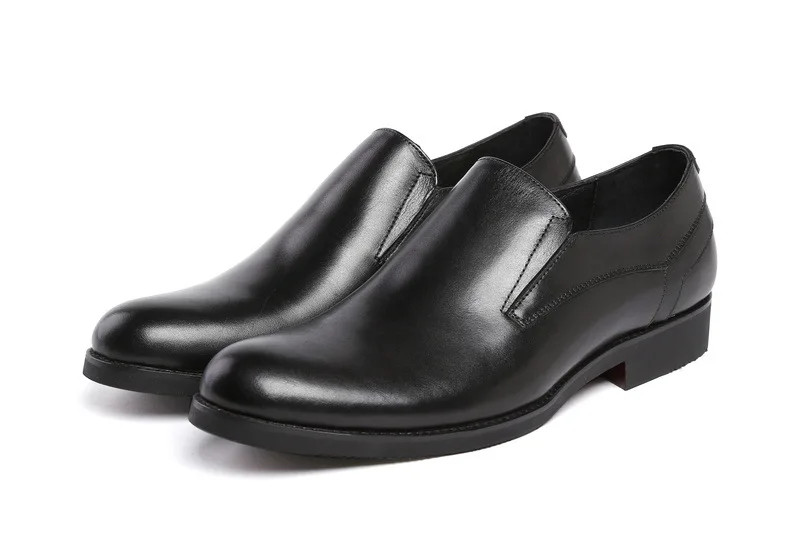 Cowhide Leather Shoes Business Men Shoes Chaussure Homme GSTN03 Wear Work Wear Cowhide Oxfords Round Toe Pure Men's Formal Solid