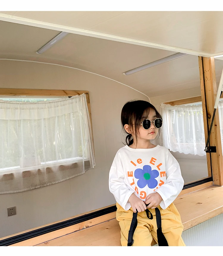 Spring Clothing 2020 New Korean Children's Clothes Girls' Loose & Comfortable Long Sleeve Blouse With Flower