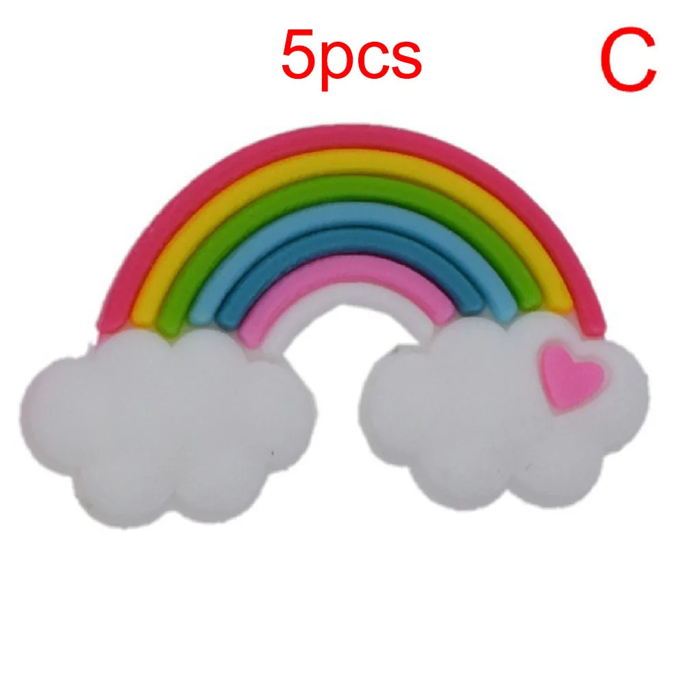 5pc Sweet Baby Shoe Charms Cartoon Heart Rainbow Letter PVC Shoe Accessories Decoration Kids Favor Kawaii Party X-mas Gifts