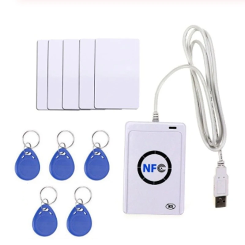 

NFC Reader USB ACR122U Contactless Smart IC Card Writer and Reader Smart RFID Copier Duplicator UID Changeable Tag Card Key Fob