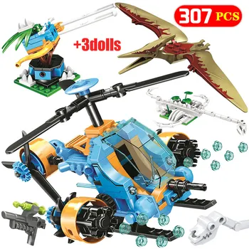 

307Pcs Creative Jurassic Series Model Building Blocks Jurassic Helicopter Capture Dinosaur Bricks Gifts Toys for boys