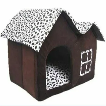 

Dog house kennel Double topped spotted Villa Summer Cat's nest Removable mat Semi enclosed dog beds for small dogs Pet Supplies