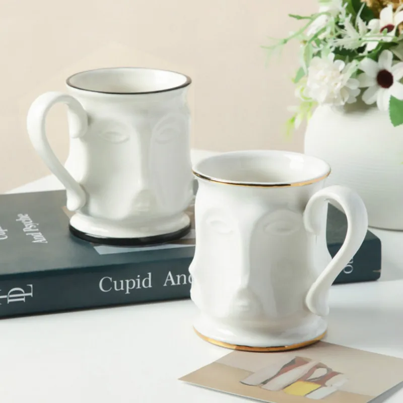 Creativity Face Shape Phnom Penh Coffee Milk Drink Coke Travel Handle Portable Ceramics Mug Office Tea Cup Adult Water Cup