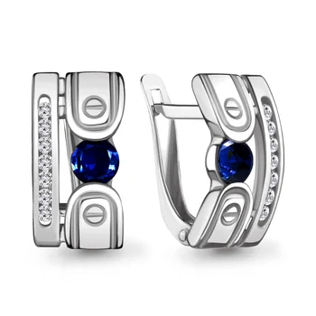 

Earrings with AQUAMARINE nanosapfirami, cubic zirconia, silver 925