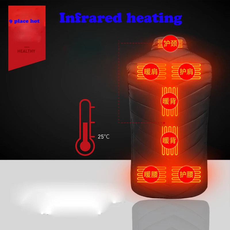 New Adult Outdoor USB Infrared Heating Vest Jacket Winter Flexible Electric Thermal Clothing Waistcoat Fishing Hiking Dropship2