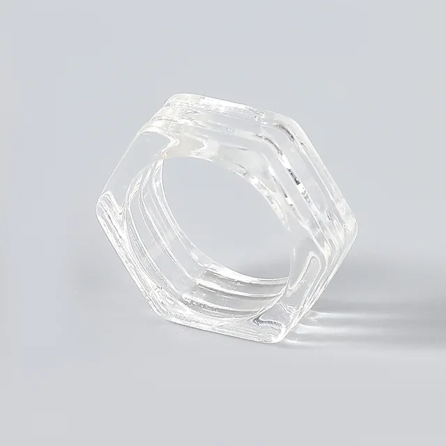 Fashion Candy Color Hexagon Transparent Resin Ring Couple Popular Hip-hop Ring Campus Party Accessories 0741bs