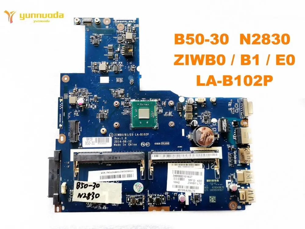 Оригинальный Для Lenovo B50-30 Материнская плата ноутбука N2830 ZIWB0 /B1 /E0 LA-B102P испытанное