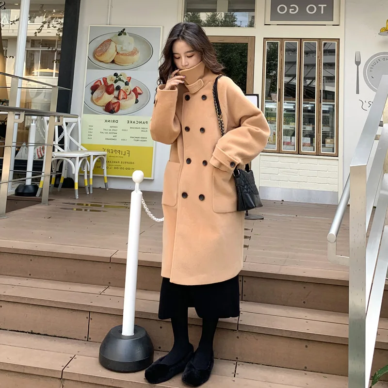 

Woolen Jacket Women's Mid-length 2020 Popular Korean-style New Style Retro Hepburn Wind Autumn & Winter Woolen Overcoat Loose-Fi