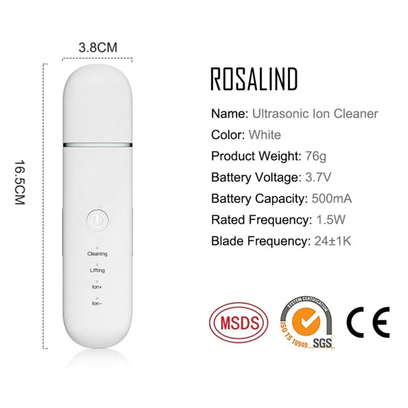 Ultrasonic Deep Face Cleaning Machine Skin Scrubber Remove Dirt Blackhead Reduce Wrinkles and spots Facial Whitening