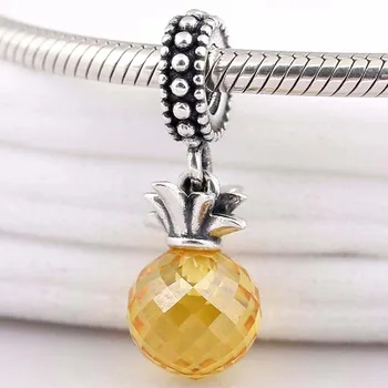 

Original Radiant Pineapple With Waterdrop Crystal Pendant Bead Fit 925 Sterling Silver Charm Bracelet Bangle Diy Jewelry