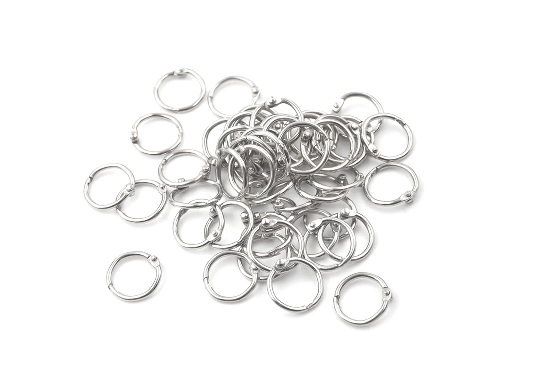 50Pcs Metal Staple Loose Leaf Circlip Ring Outer Diameter 20mm Keychain Book Binder Ring