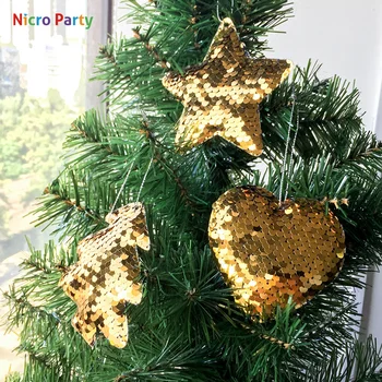 

Nicro 3 pcs/set DIY Christmas Heart Star Tree Cloth Sequins Pendant Ornaments Xmas Gifts Tree Noel Weihnachten Decoration #Chr82
