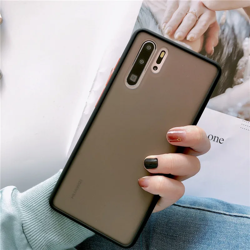 Чехол для мобильного телефона с эффектом потертости, подходит для HUAWEI, чехол из ТПУ+ поликарбоната два в одном, материал P30Pro, Матовый Жесткий чехол Mate30 honor9X - Цвет: Черный