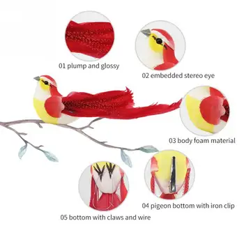 

12pcs DIY Craft Faux Feather Gift Garden Party Accessories Simulation Bird Toys Indoor Outdoor Ornaments Home Decor Vividly