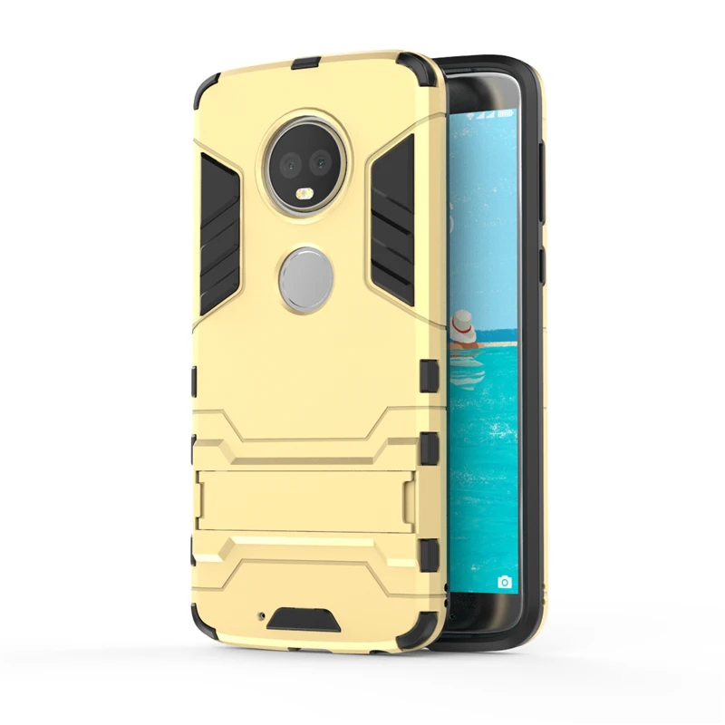 Защитный противоударный жесткий чехол yuhashi с подставкой для Motorola G6 Plus Premuim, чехол-накладка для телефона, чехол-бампер для Motorola G6 Plus - Цвет: Gold