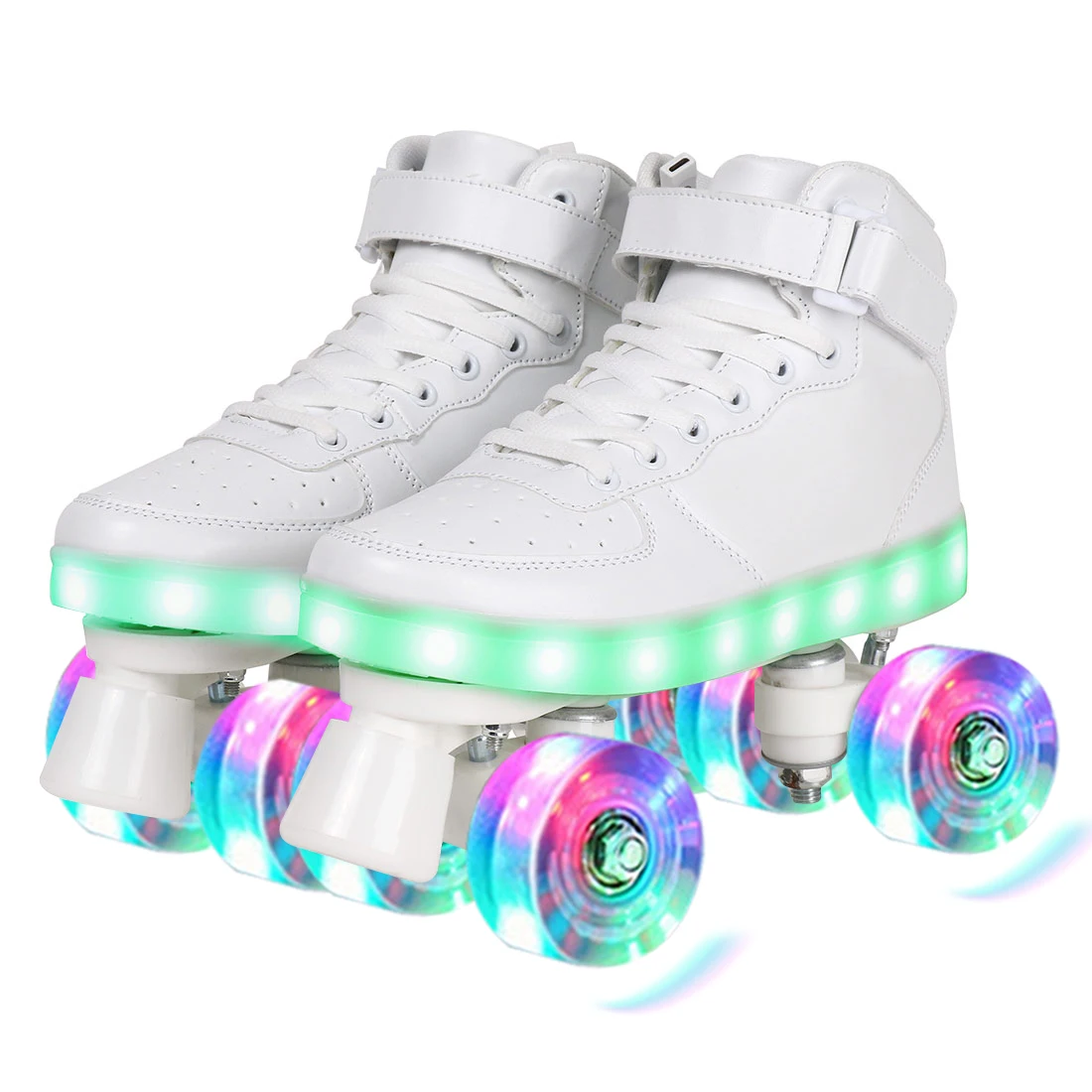 Led Light Up Inline Roller Skate Wheels Outdoor Sliding Flash White PU Wheels 