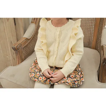 

Toddler Baby Knitwear Girls Sweaters 2020 Autumn New Solid Color Wooden Ear Simple Fashion Cardigan Kids Sweaters Jacket Cloth