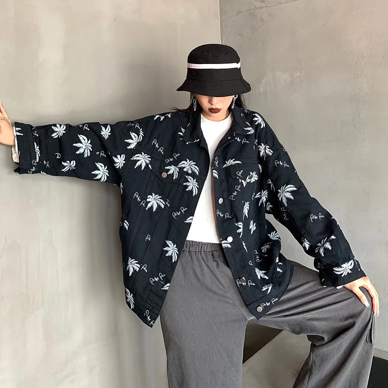 Винтажная модная куртка-бомбер с принтом уличная Harajuku BF Свободные пиджаки и куртки женские повседневные однобортные пальто женские