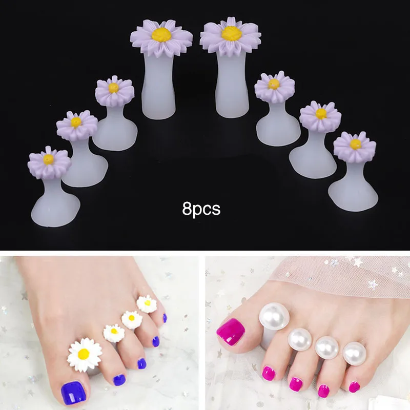 

7Pcs/set Nail Articulator Japanese Nail Silicone Splitter Daisy Purple Gold Flower Drop Nail Toe Separator Nail Tool Heart Shape