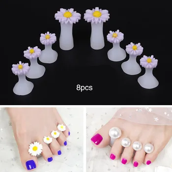 

7Pcs/set Nail Articulator Japanese Nail Silicone Splitter Daisy Purple Gold Flower Drop Nail Toe Separator Nail Tool Heart Shape