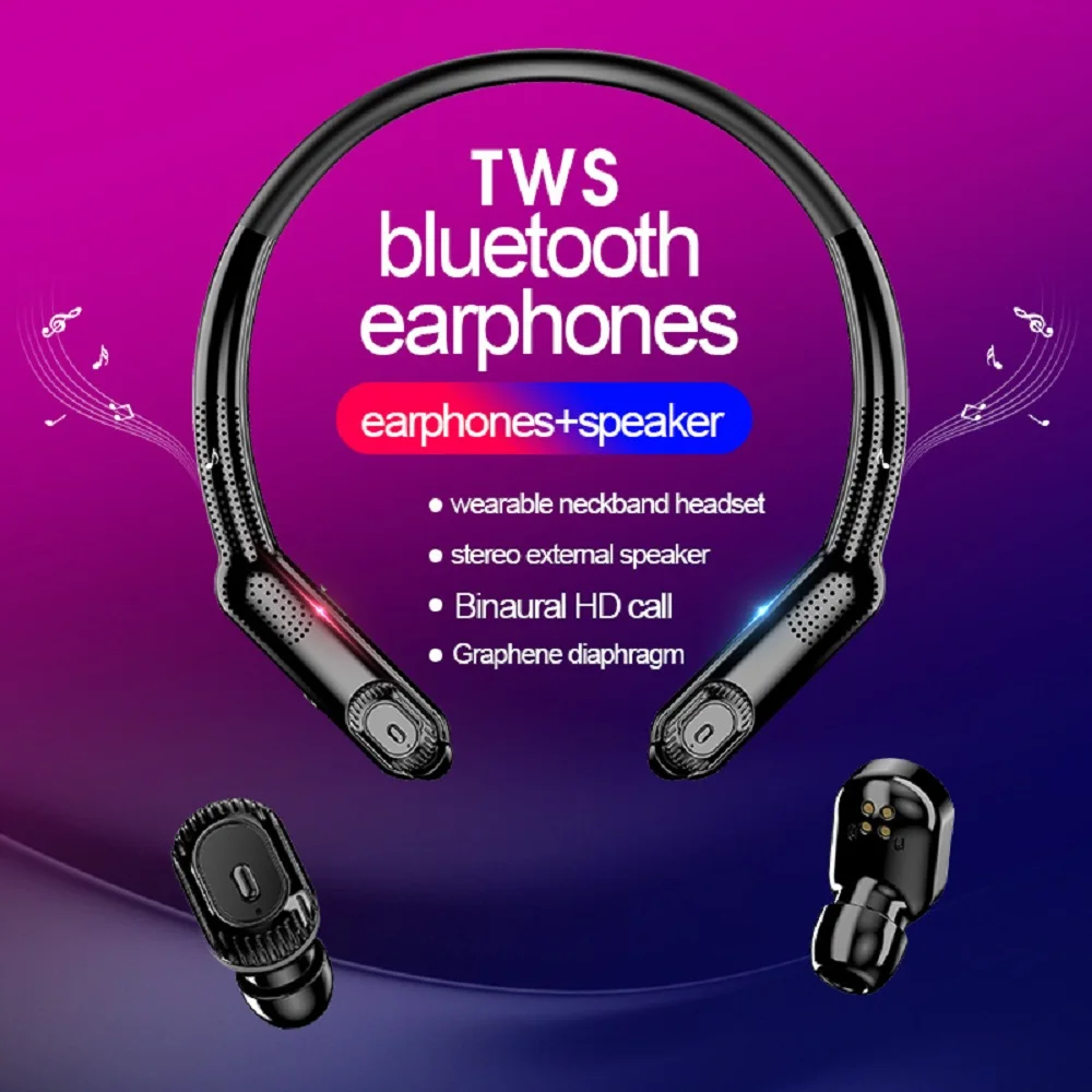 

XG10 TWS Wireless Bluetooth 5.0 Earphone Stereo Bluetooth Headphones Portable neck radio Noise Cancelling Headsets Waterproof