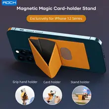

ROCK Magnetic Card Phone Holder for iPhone 12 Pro Max PU Leather Mini Waterproof Wallet Card Adsorption Case for iPhone 12 Mini