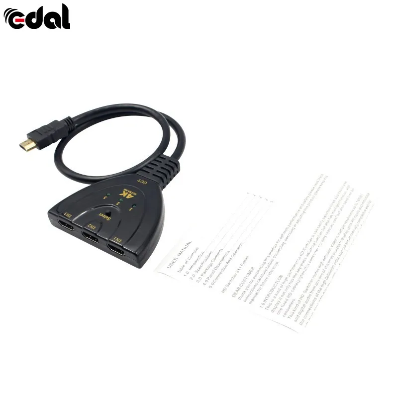 4 к* 2 к 3D Мини 3 порта HDMI коммутатор 1.4b 4 к Коммутатор HDMI сплиттер 3 в 1 выход порт концентратор для DVD HDTV