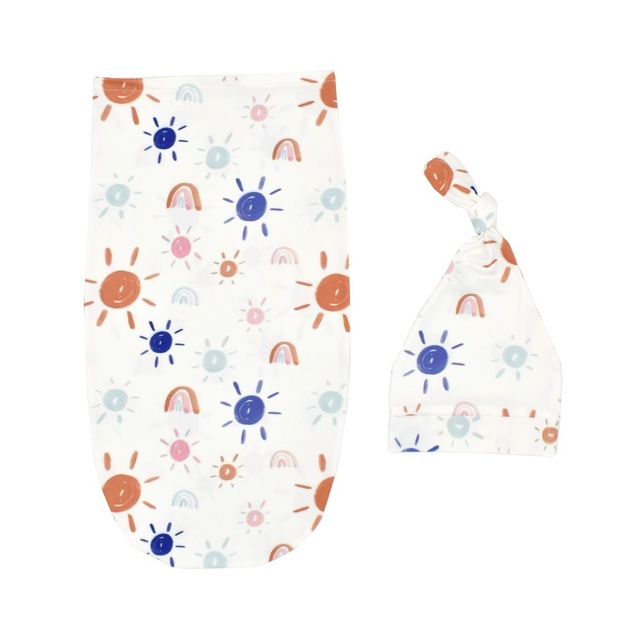 Baby Swaddle Wrap Soft Print Newborn Cocoon Envelope Comfortable Cotton Baby Sleeping Bags Discharge Kit Newborn Blanket