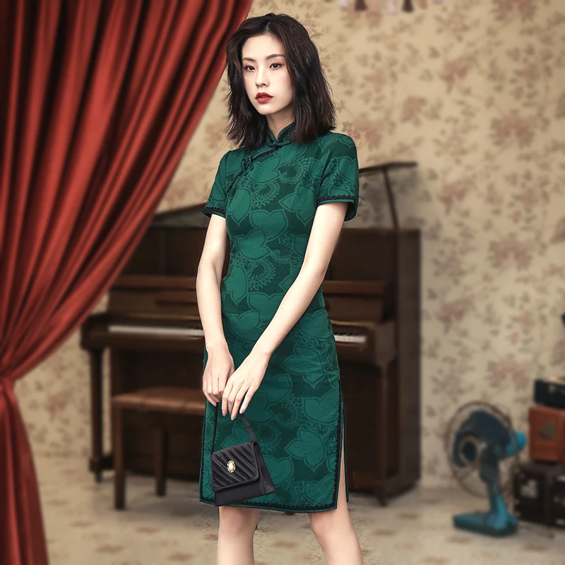 Sheng Coco M-4XL Plus Size Ladies Lace Cheongsam Dresses Skinny Improve Short Sleeve Qipao Chinese Wedding Dress | Тематическая