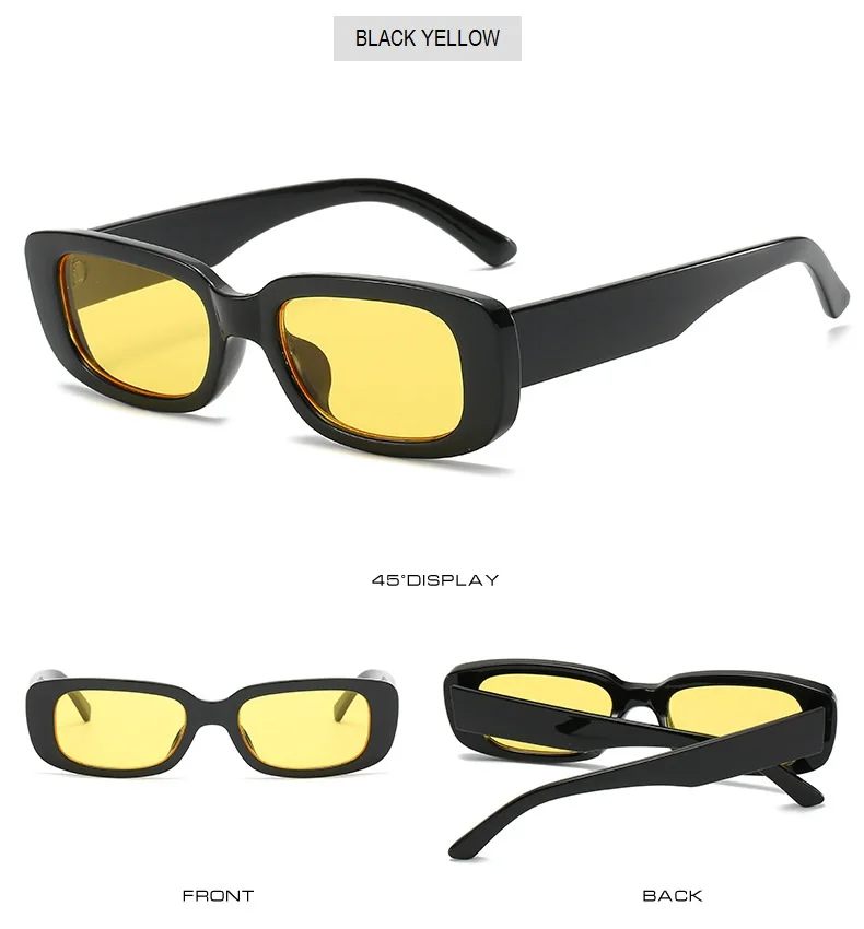 Classic Vintage Rectangle Sunglasses Women Brand Design Clear Blue Pink Green Lens Sun Glasses Female  Eyewear UV400_voghion.com