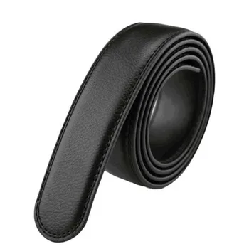 

Luxury Men's Leather Automatic Ribbon Waist Strap Belt Without Buckle Black