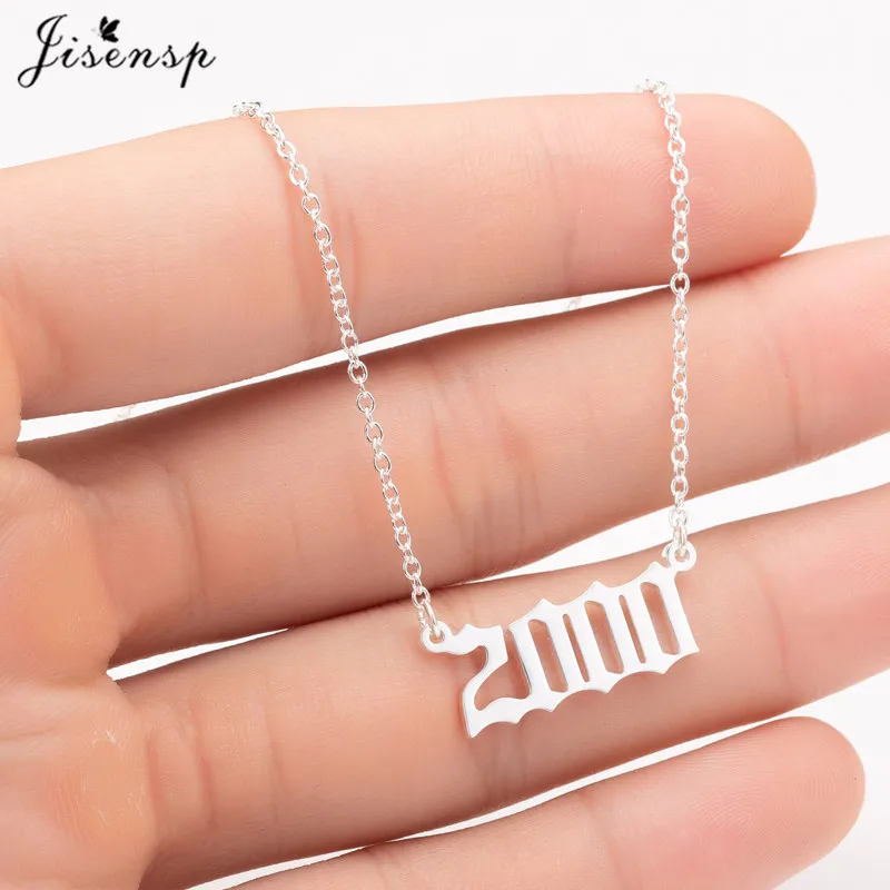 Jisensp Women Personalize Necklace Special Date Year Number Necklaces Pendants 1994 1999 from 1980 to 2004 Trendy Jewelry Gift