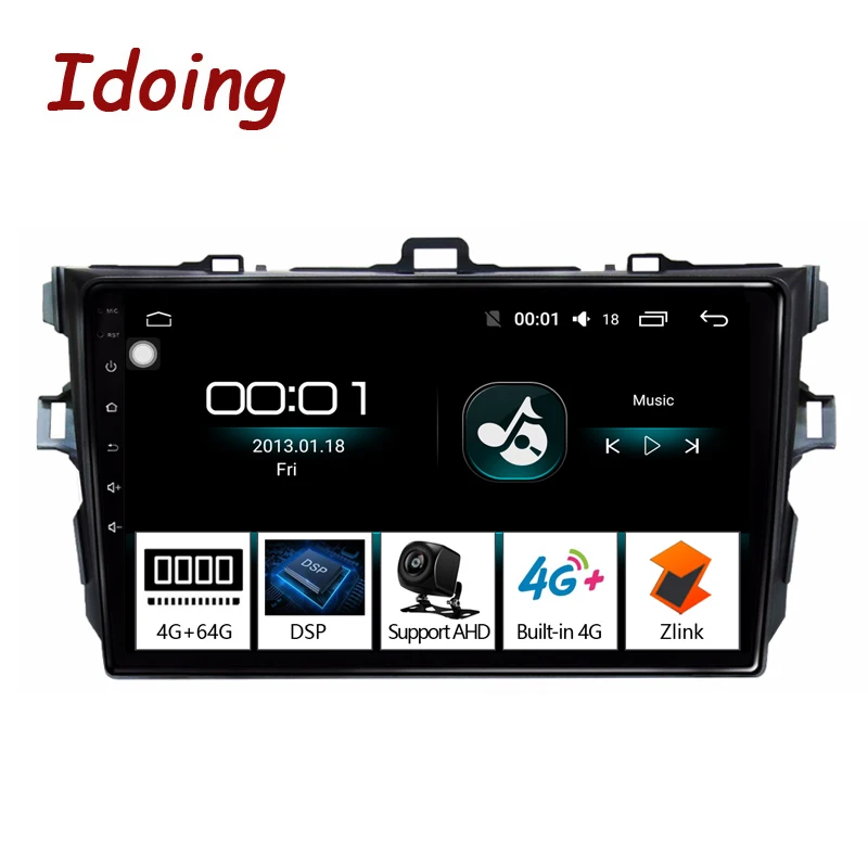 Idoing 9\4G+64G 2.5D IPS Octa Core Car Android Radio Player For Toyota Corolla 10 E140 E150 2006-2011 GPS Navigation no 2 din