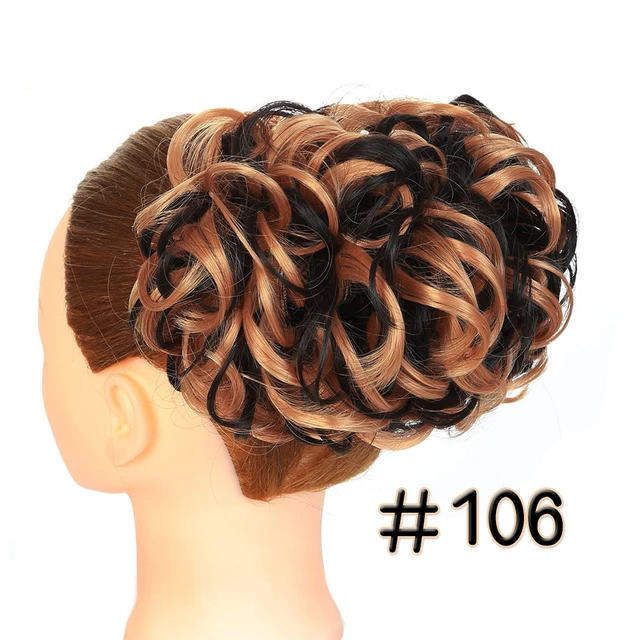 Mumupi Chignon Clip Short Curly Synthetic Blonde Burg Big Bun