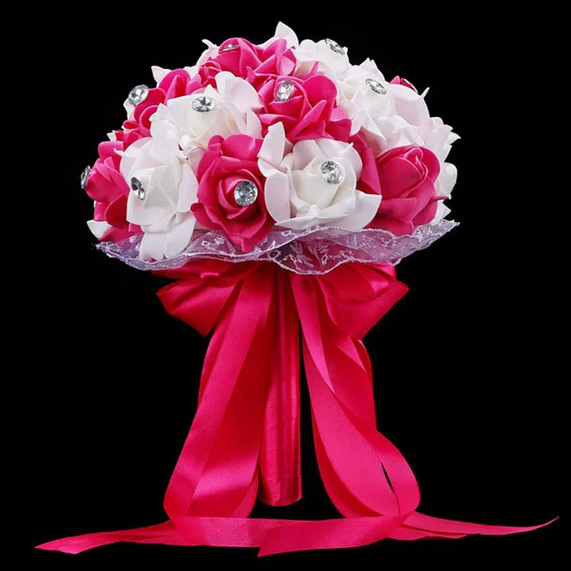Wedding Bouquets Artificial Rose Flowers Wedding Bouquet Blue and White Bridal Bouquet Accessories Handmade Artificial Flower Rose