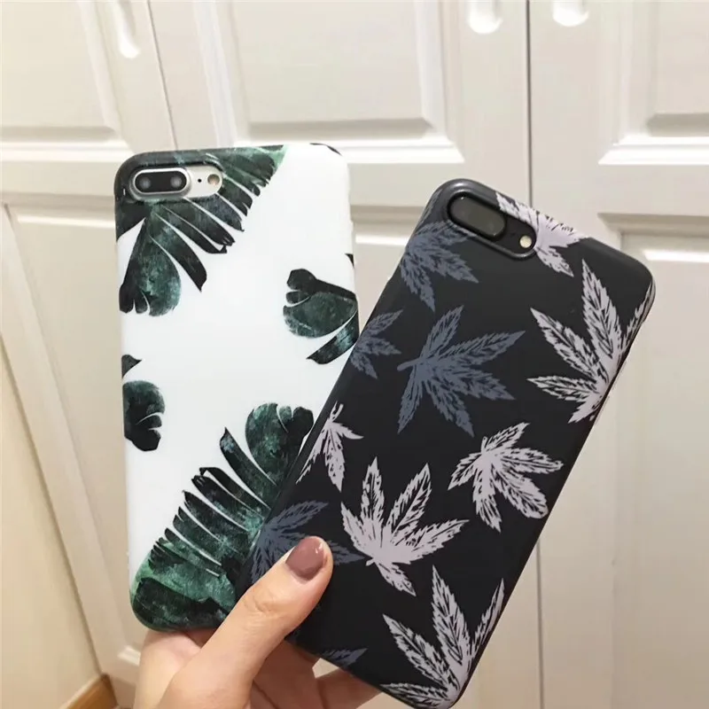 Vintage Banana Leaf Phone Cases for iPhone Apple 6 6s Plus 7 8 X Soft IMD Mobile Protective Full Body Back Cover Gift Shell | Мобильные