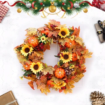 

1set Artificial Garland Rattan Wreath Artificial Pumpkin Cloth leaf Halloween ChristmasKid Gift Wedding Decor Birthday Party