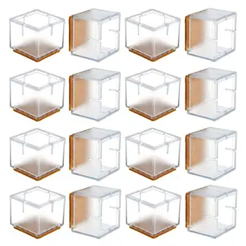 

Table chair Protector 16pcs Clear Silicone Table Furniture Leg Feet Covers Caps Felt Pads Prevent Scratches Wood Floor Protector