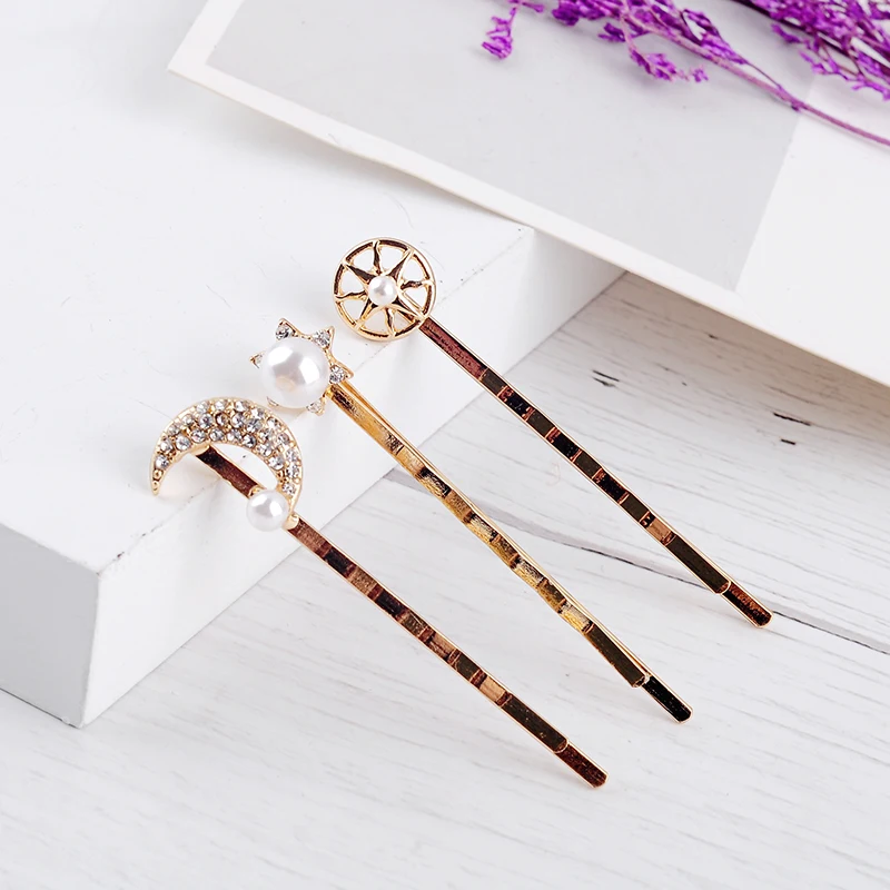 Ethnic Korean Fashion Design Star/Moon/Sun Hairpin For Women Appointment Date Gift Jewelry