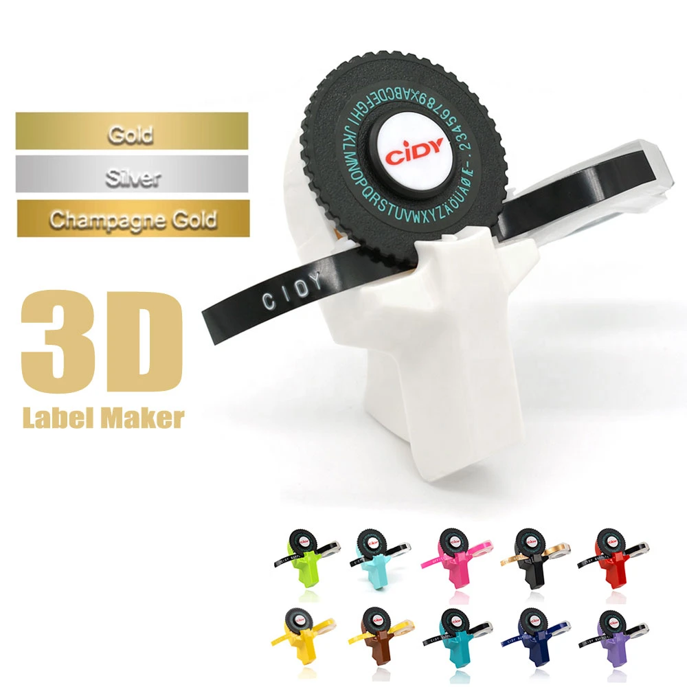 Mini Embossing Label Maker DIY Label Printer for Dymo Motex Cidy Typewriter Machine 9mm Transparent Tape 3D Name Tag Use