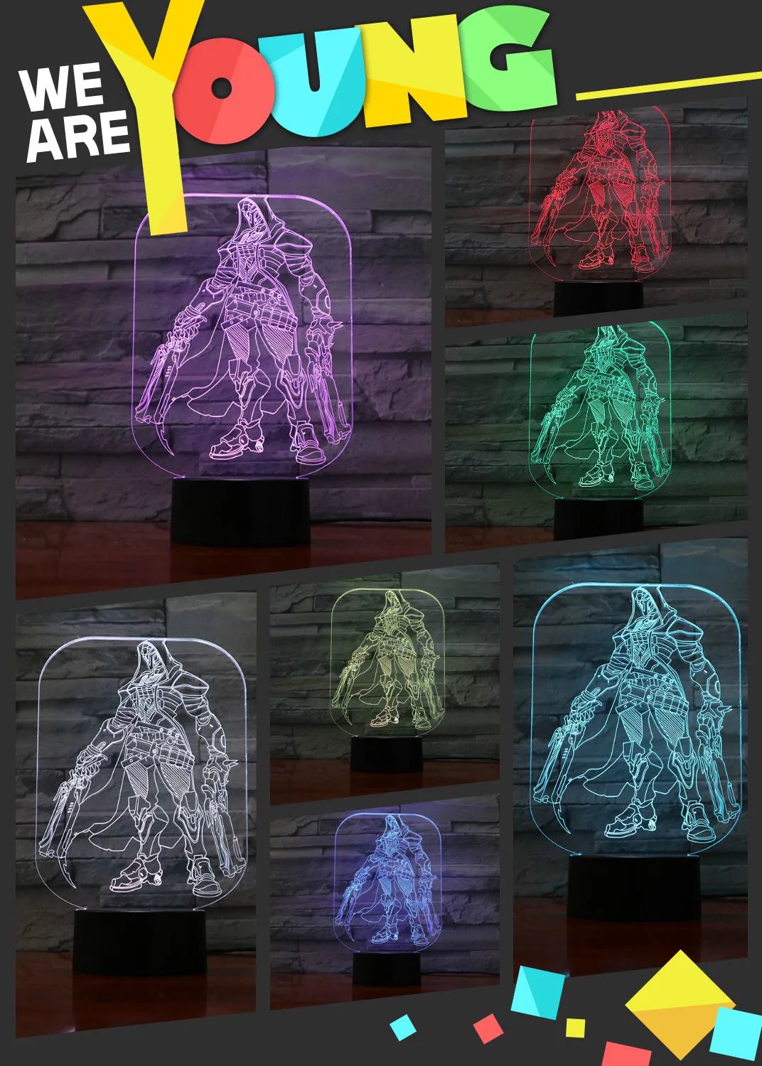 Игра Overwatch мальчик ночной Светильник RGB Изменение цвета жнец фигура спальня лампа дети ребенок подарок OW 3d светодиодный ночной Светильник Габриэль Рейес