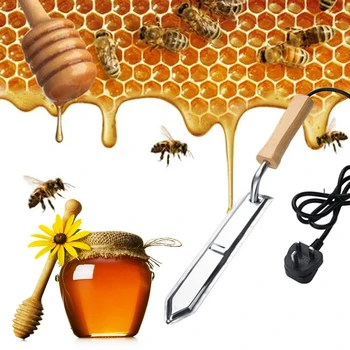 

HOT Electric Honey Knife Bee Beekeeping Equipment Cutting Knife Heating Handle Wooden Tools Stainless Steel Scraper EU/US Plug