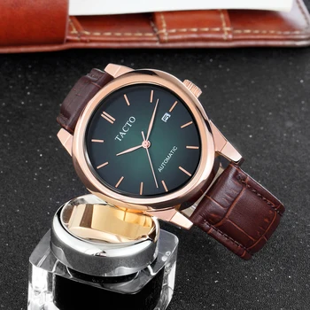 

New Fashionable Men Watch Top Brand Luxury Mens Watch Automatic Dress Watches Genuine Leather Strap Waterproof Relogio Masculino