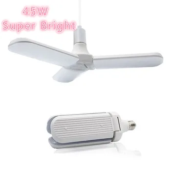 

LED Folding Leaf Lamp 45W E27 Light Super Bright Adjustable Angle Bulb Indoor Parking Led Mining Lamp Garage Lights Ceiling Lamp