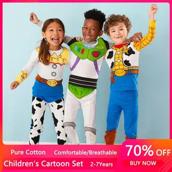 

1-7y New Kids ToyStory Woody Buzz Lightyear Pajamas Sets Baby Girls and Boys Clothes Pijamas Cartoon 2pcs Set