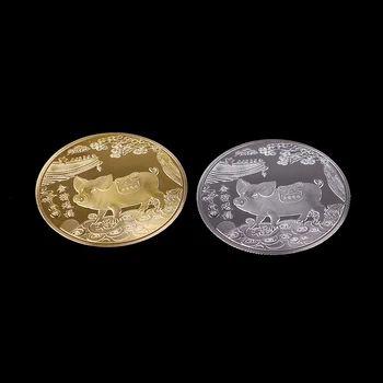 

Fu Pig 2019 New Year Commemorative Coin Year of Pig Delivers Money Coins Collection Gift Gold Plated Good Fortune Home Car Decor