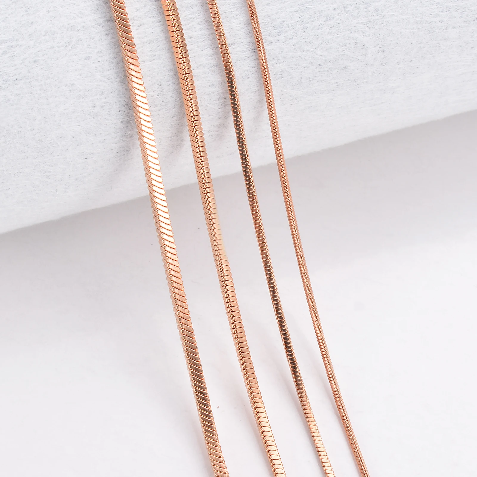 1 piece Rose Gold Color Square Snake Chain Women Necklace Jewelry 316 Stainless steel Necklace chain Width 0.9/1.2/1.5/2mm